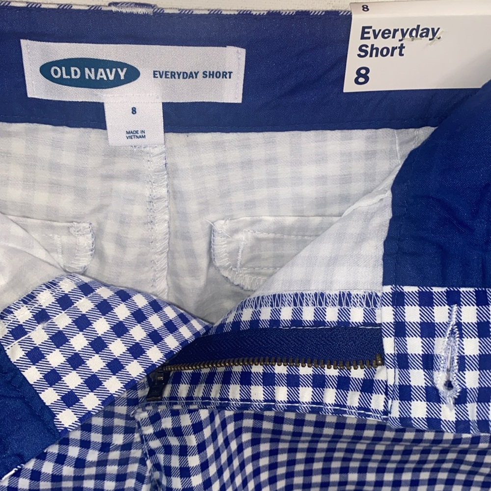 Old Navy Blue & White Gingham Everyday Short, Size 8, NWT - Picture 3 of 5